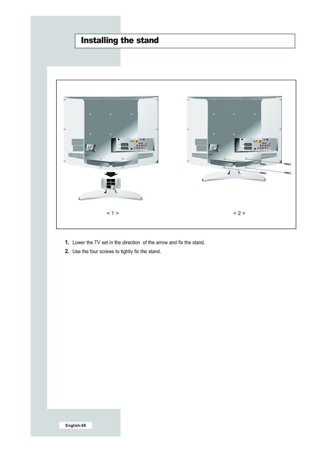 Samsung LE23R51B manual Installing the stand 