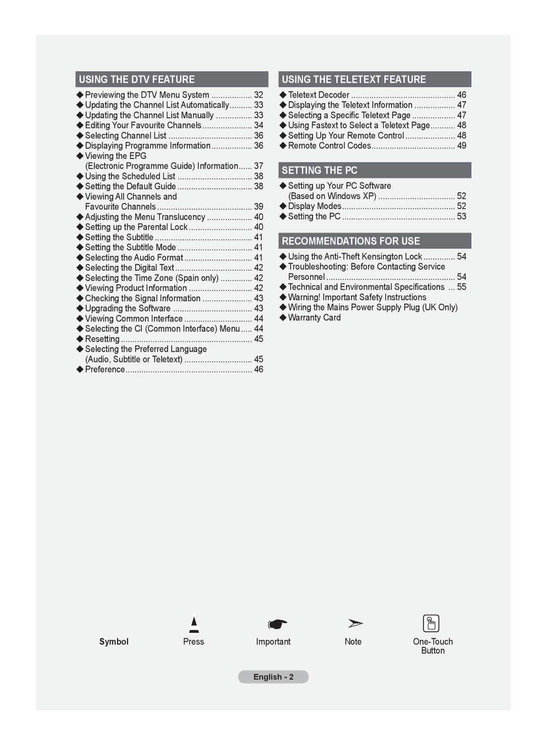 Samsung LE23R8, LE26R8 manual Symbol 