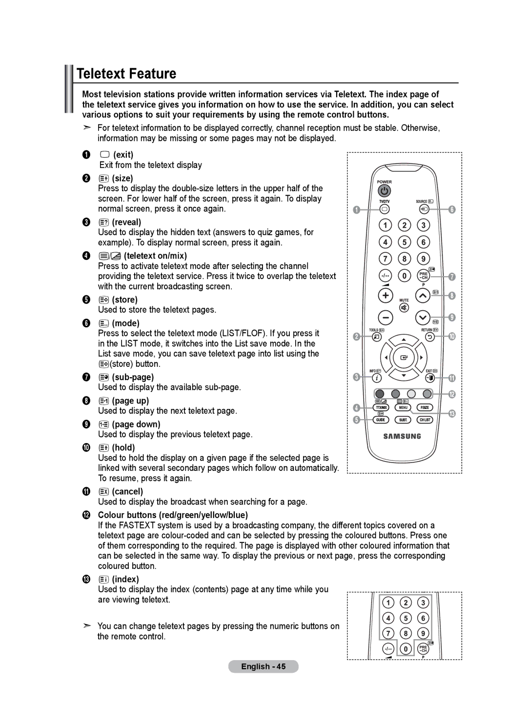 Samsung LE26A346 user manual Teletext Feature 