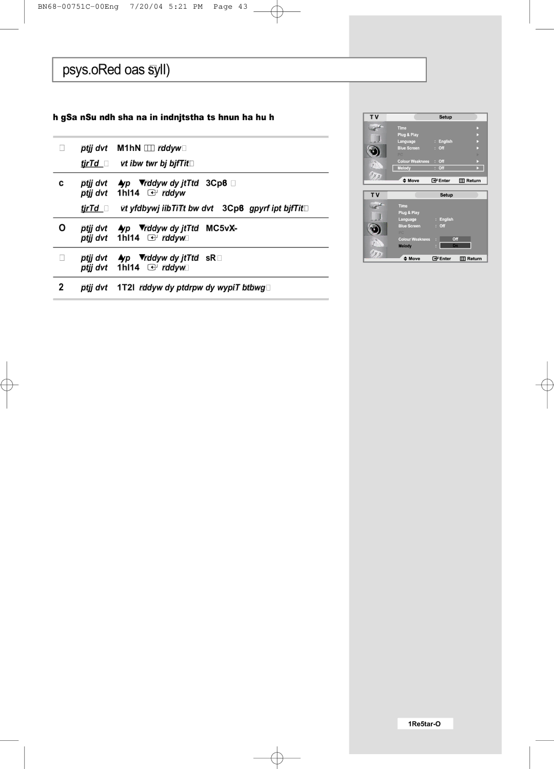 Samsung LE32A41B, LE26A41B manual Selecting the Melody 