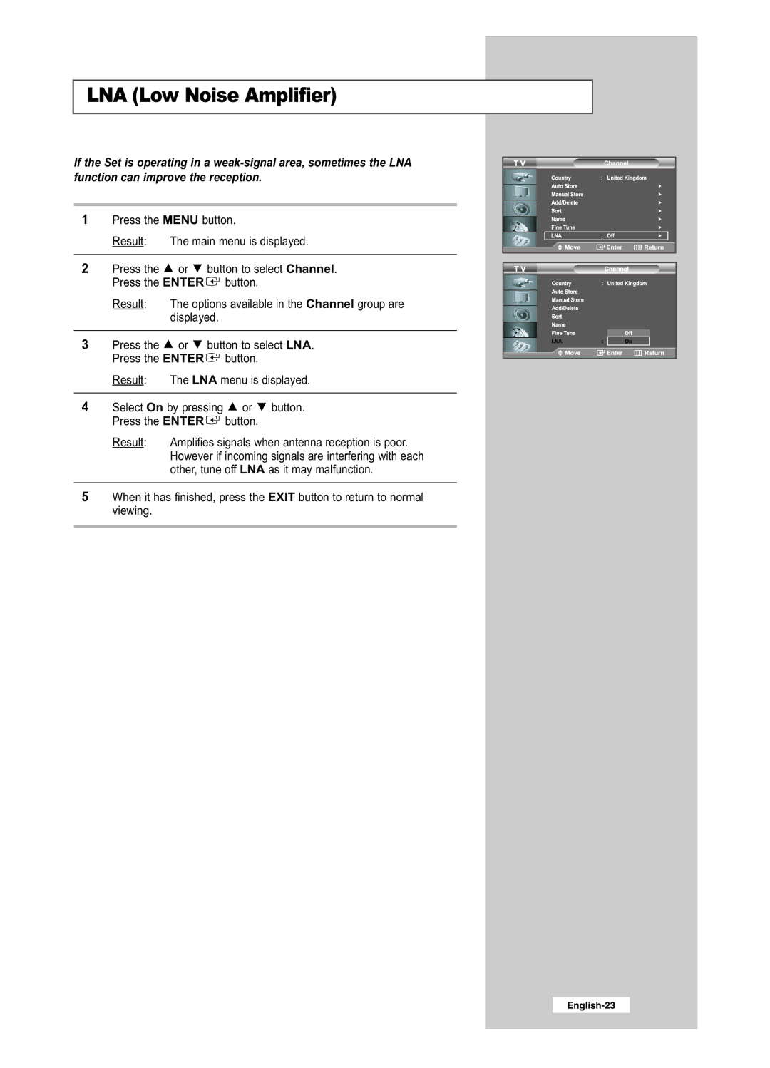 Samsung LE32R51BD, LE26R41BD, LE32R41BD, LE26R51BD manual LNA Low Noise Amplifier 