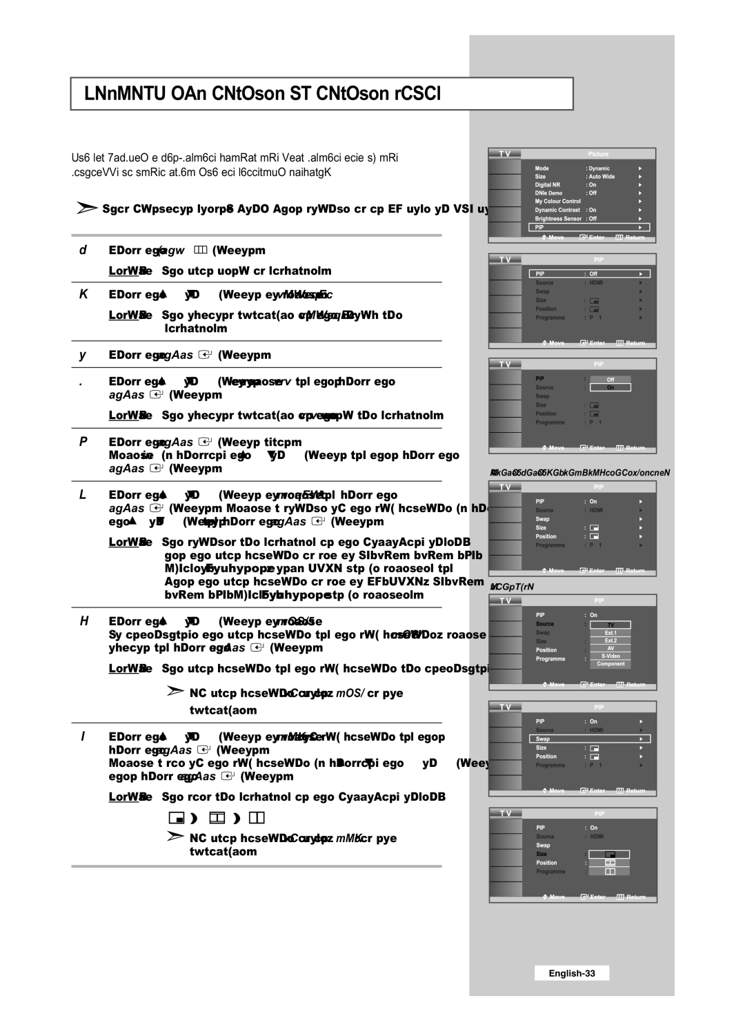 Samsung LE26R51BD, LE26R41BD, LE32R51BD, LE32R41BD manual Viewing the Picture In Picture PIP 