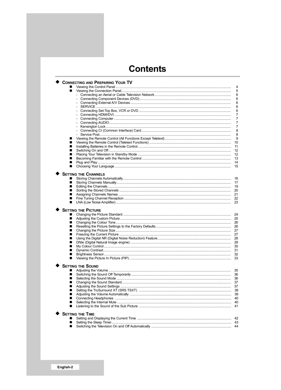 Samsung LE26R41BD, LE32R51BD, LE32R41BD, LE26R51BD manual Contents 