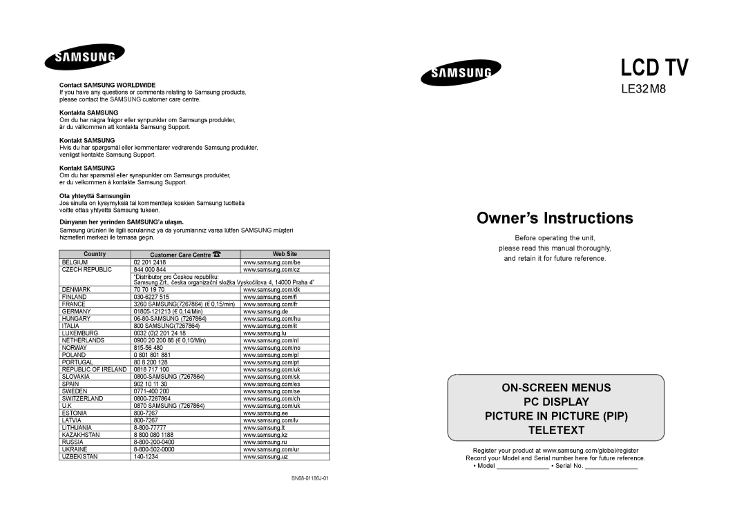 Samsung LE32MM8 manual Contact Samsung Worldwide, Kontakta Samsung, Kontakt Samsung, Ota yhteyttä Samsungiin 