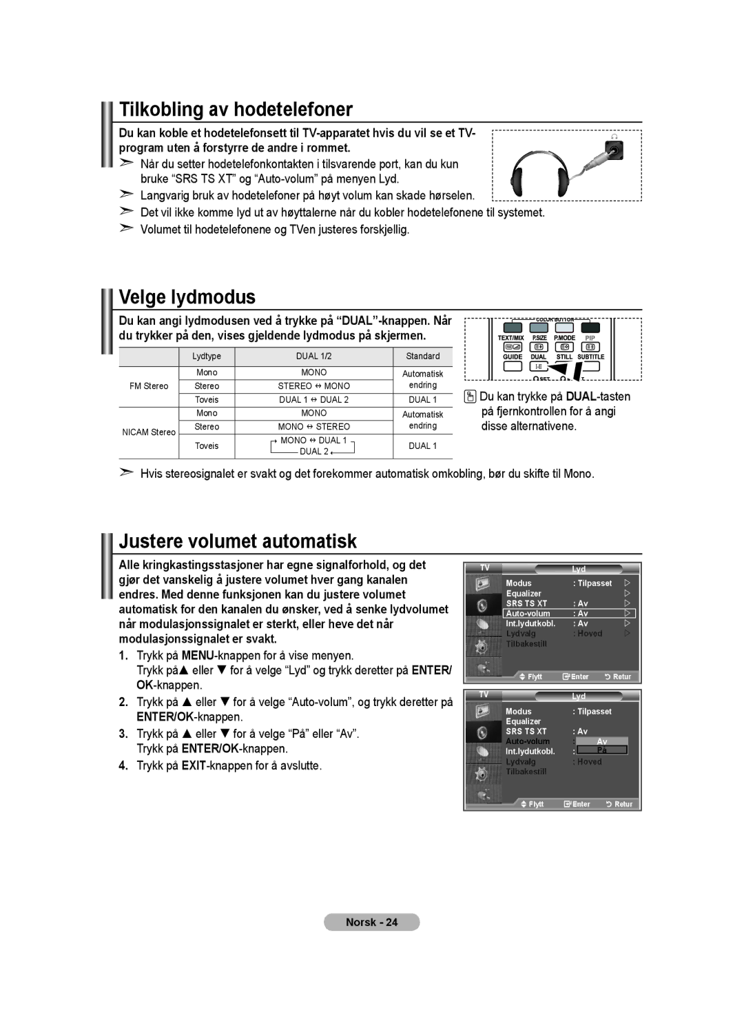 Samsung LE32MM8 manual Endring 