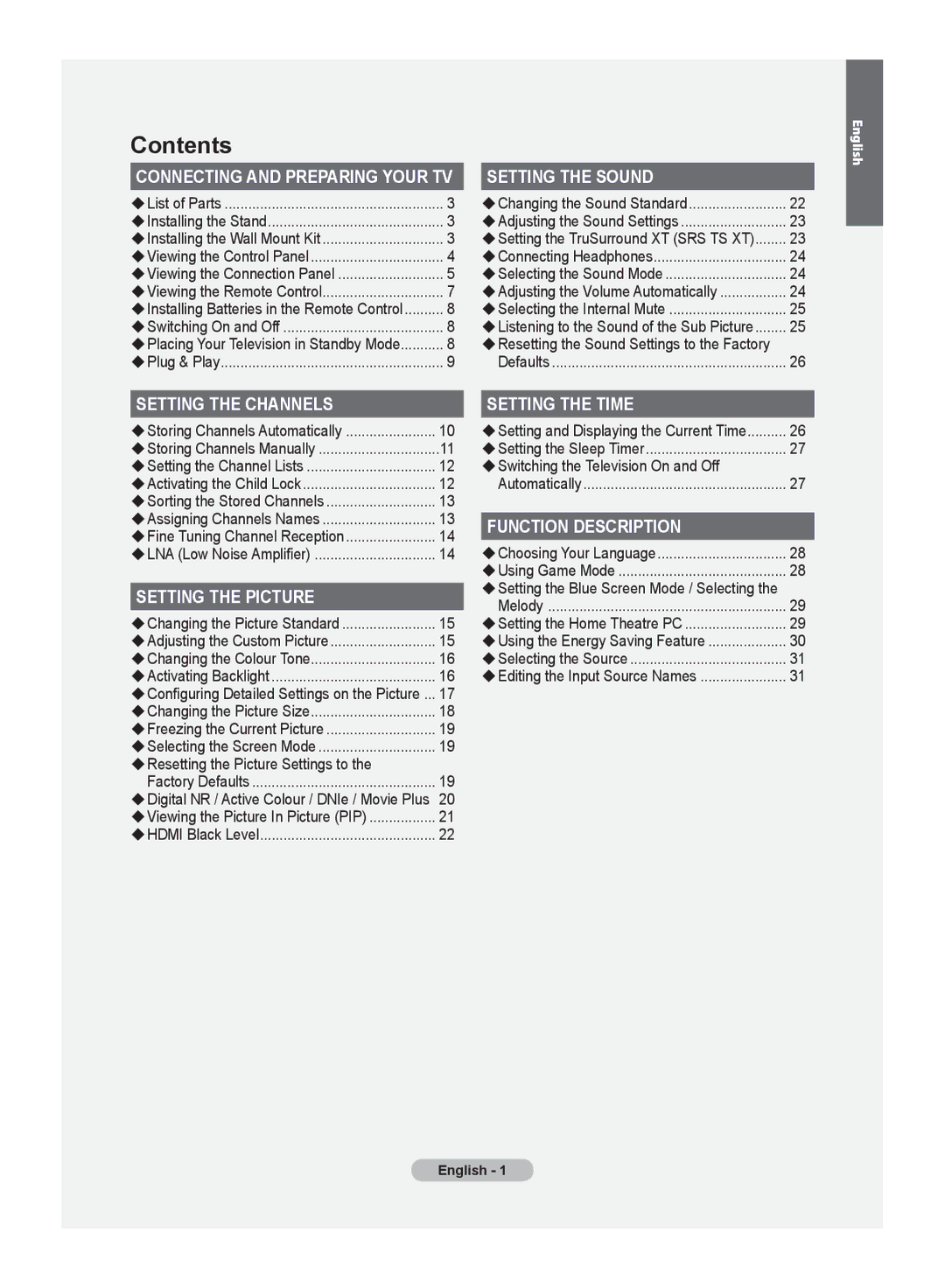 Samsung LE32MM8 manual Contents 