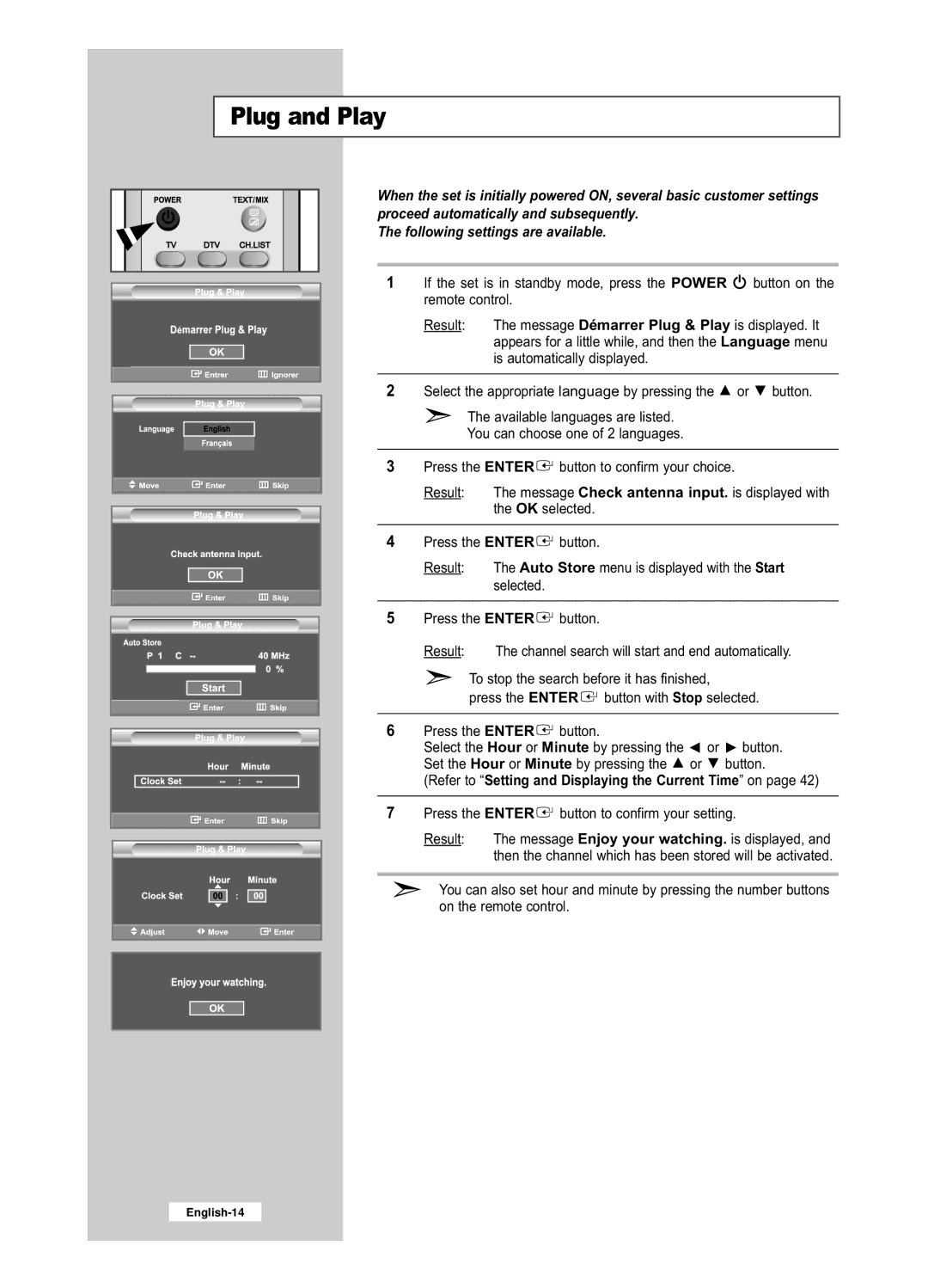 Samsung LE32R52BD, LE26R52BD manual Plug and Play, Refer to Setting and Displaying the Current Time on 