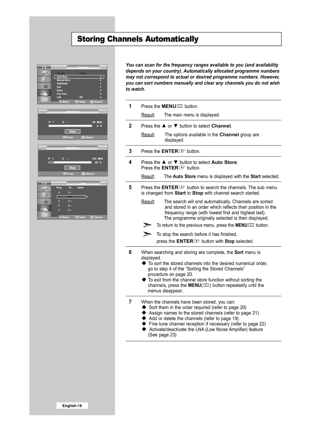 Samsung LE32R52BD, LE26R52BD manual Storing Channels Automatically 