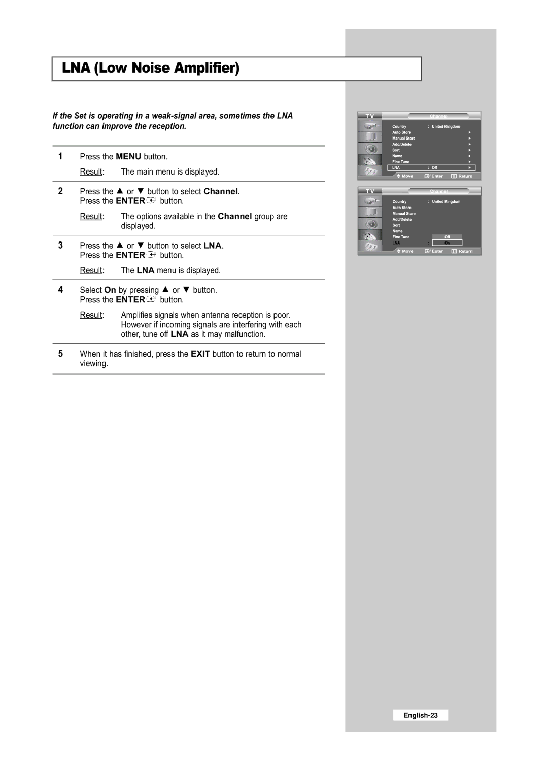 Samsung LE26R52BD, LE32R52BD manual LNA Low Noise Amplifier 