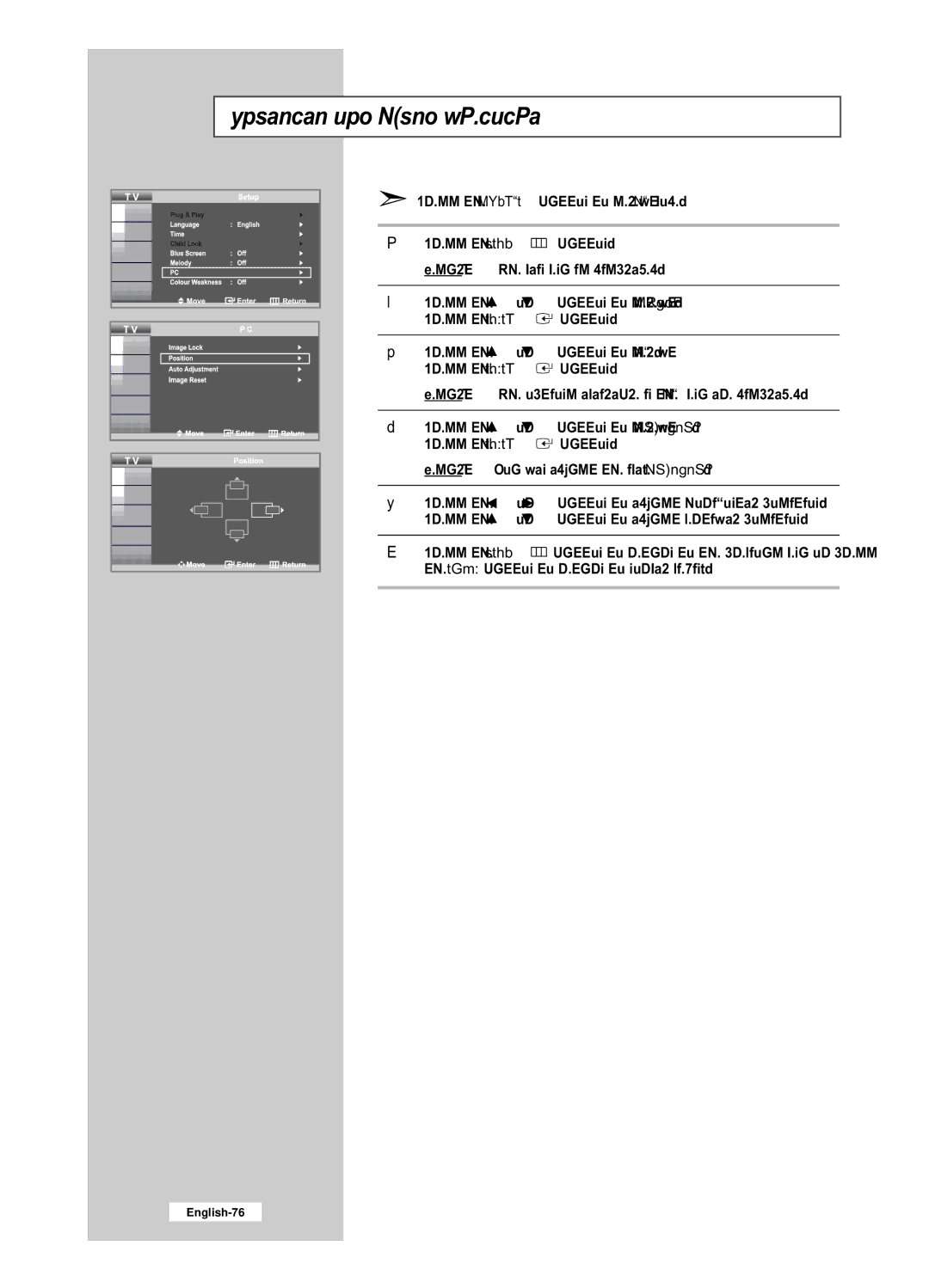 Samsung LE32R52BD, LE26R52BD manual Changing the Image Position 