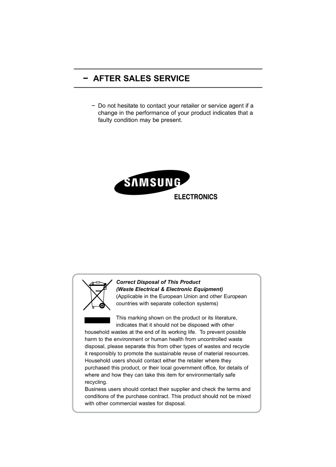 Samsung LE32R52BD, LE26R52BD manual After Sales Service 