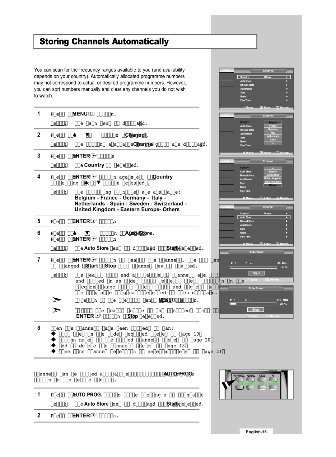 Samsung LE32R53B manual Storing Channels Automatically 