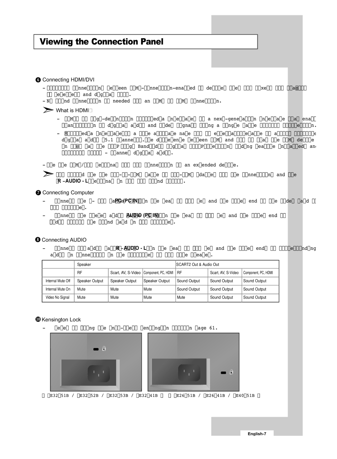 Samsung LE32R53B manual Connecting HDMI/DVI 