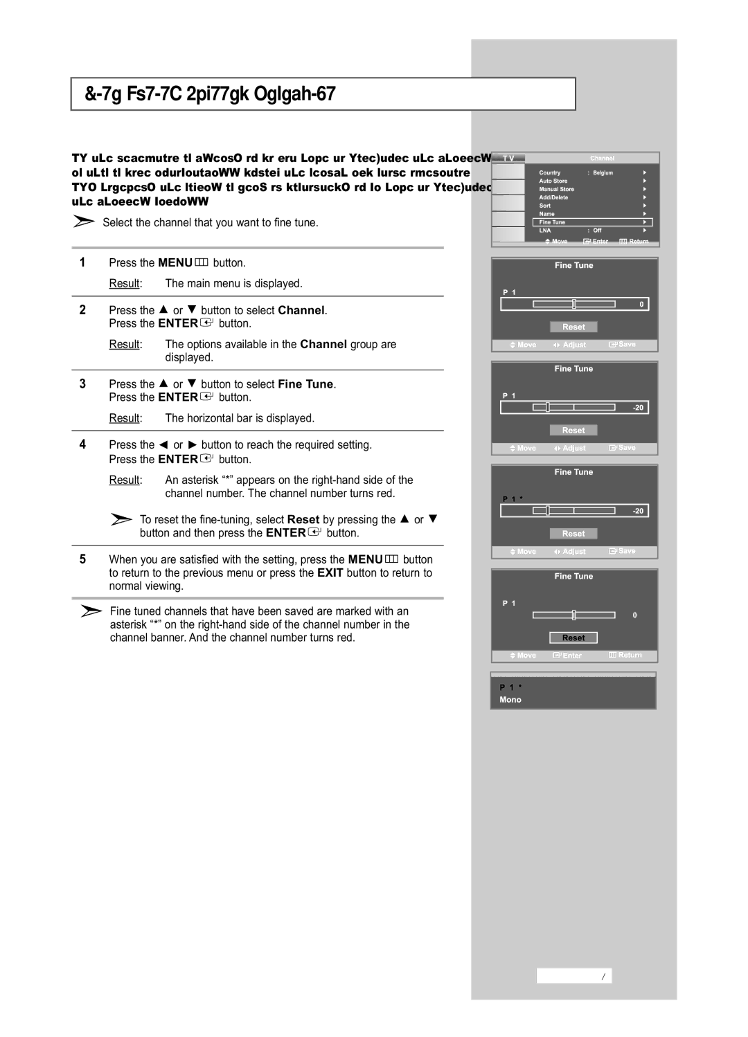 Samsung LE26R53BD, LE32R53BD manual Fine Tuning Channel Reception 