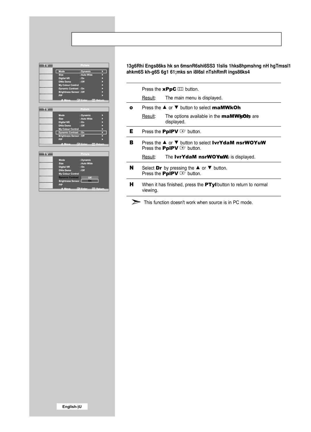 Samsung LE32R53BD, LE26R53BD manual Dynamic Contrast 