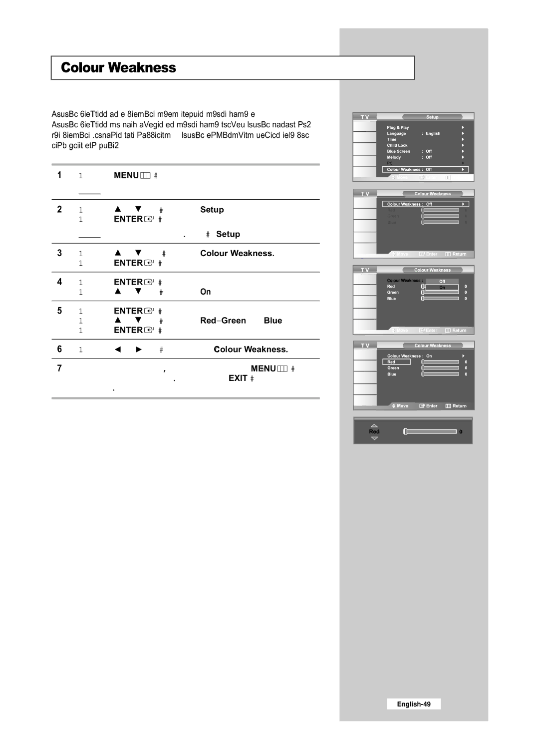 Samsung LE26R53BD, LE32R53BD manual Colour Weakness 