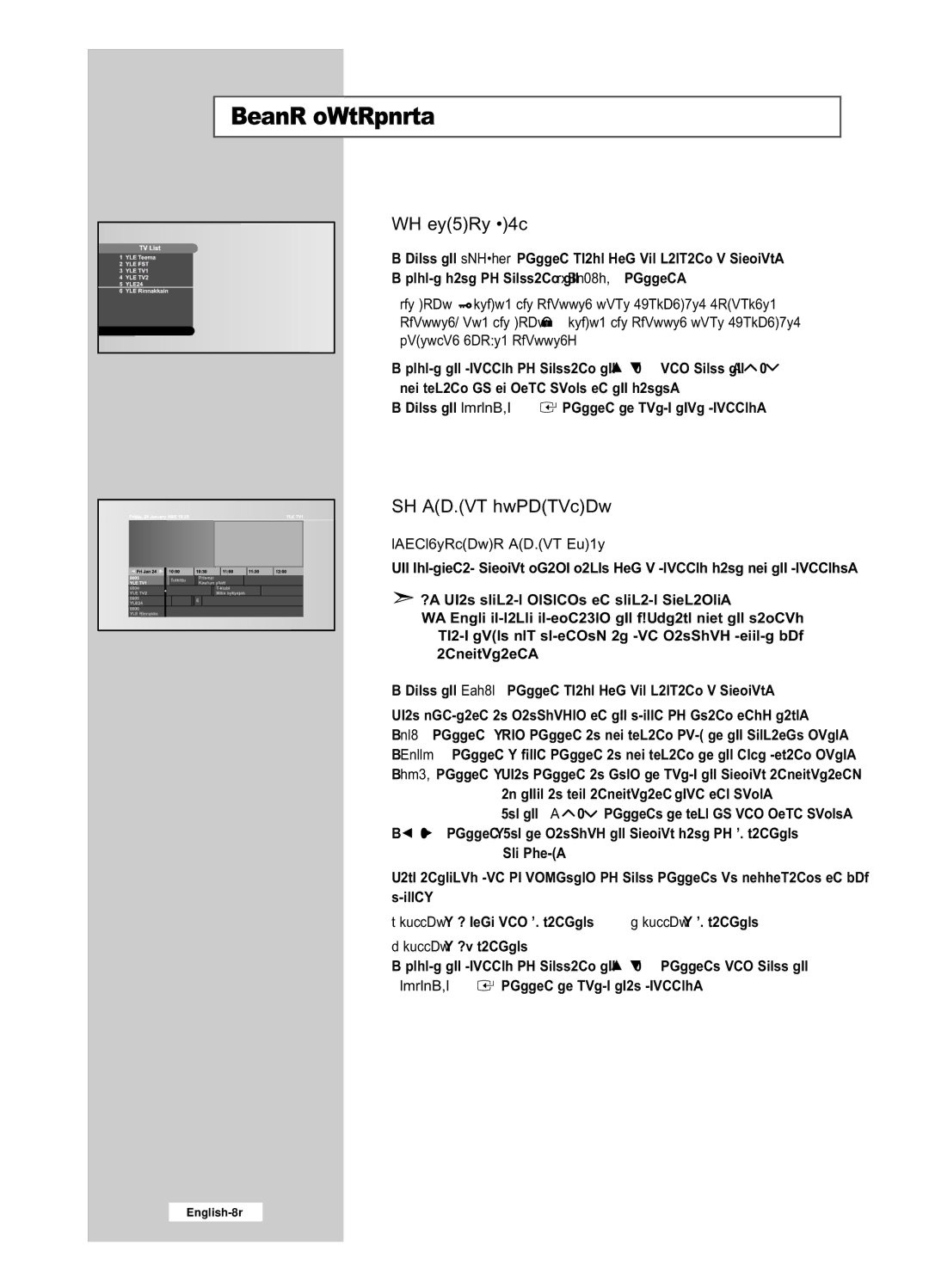 Samsung LE32R53BD, LE26R53BD manual EPG-Electronic Program Guide, Button 1 hour and 30 minutes 