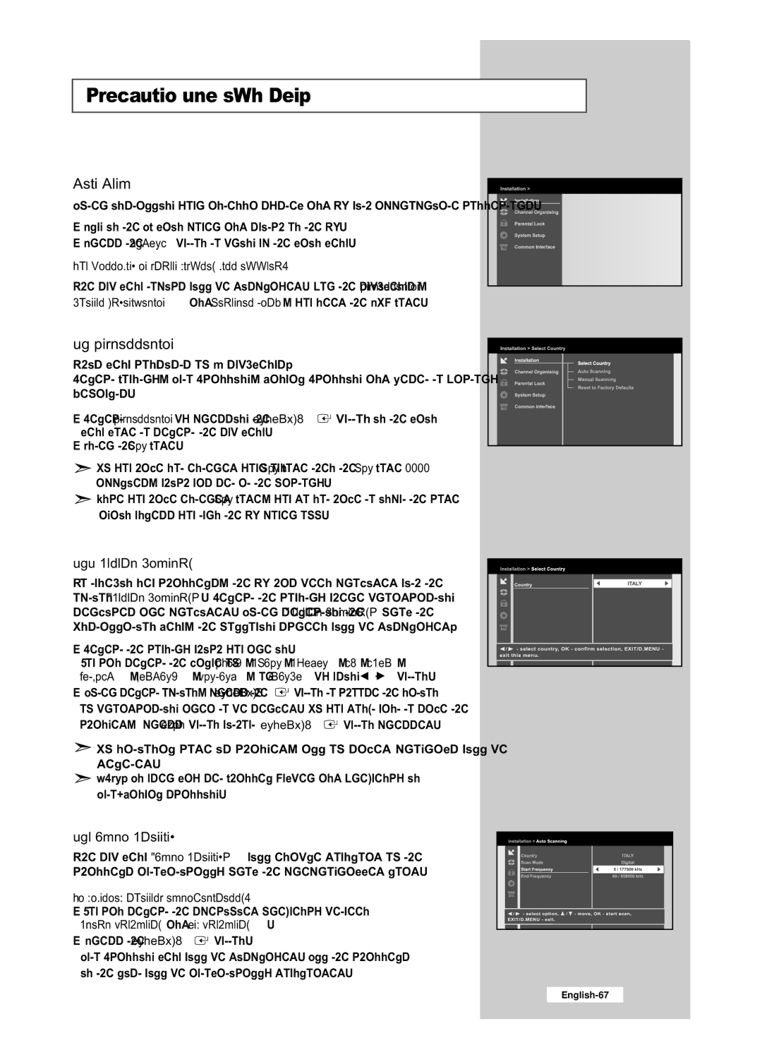 Samsung LE26R53BD Operating the DTV Menu, Following on screen display will appear, To download channels automatically 