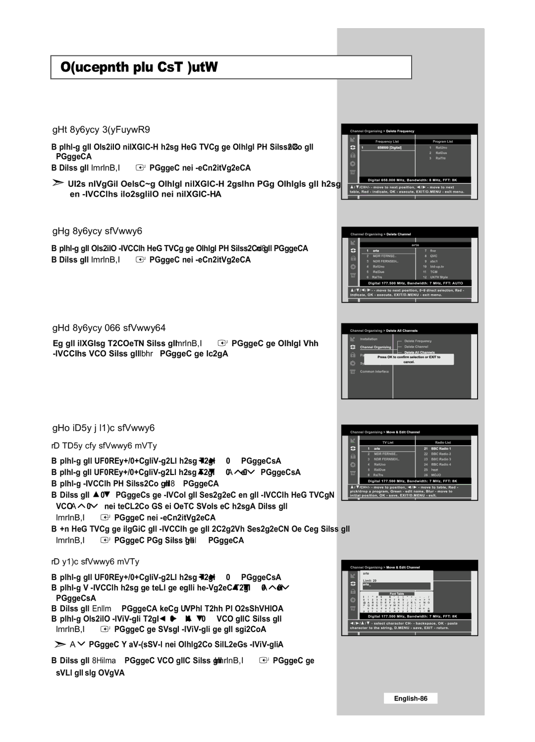 Samsung LE26R53BD, LE32R53BD manual To move the Channel Name, To edit Channel Name 