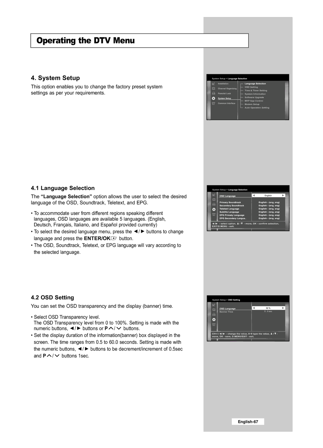 Samsung LE26R53BD, LE32R53BD manual System Setup 