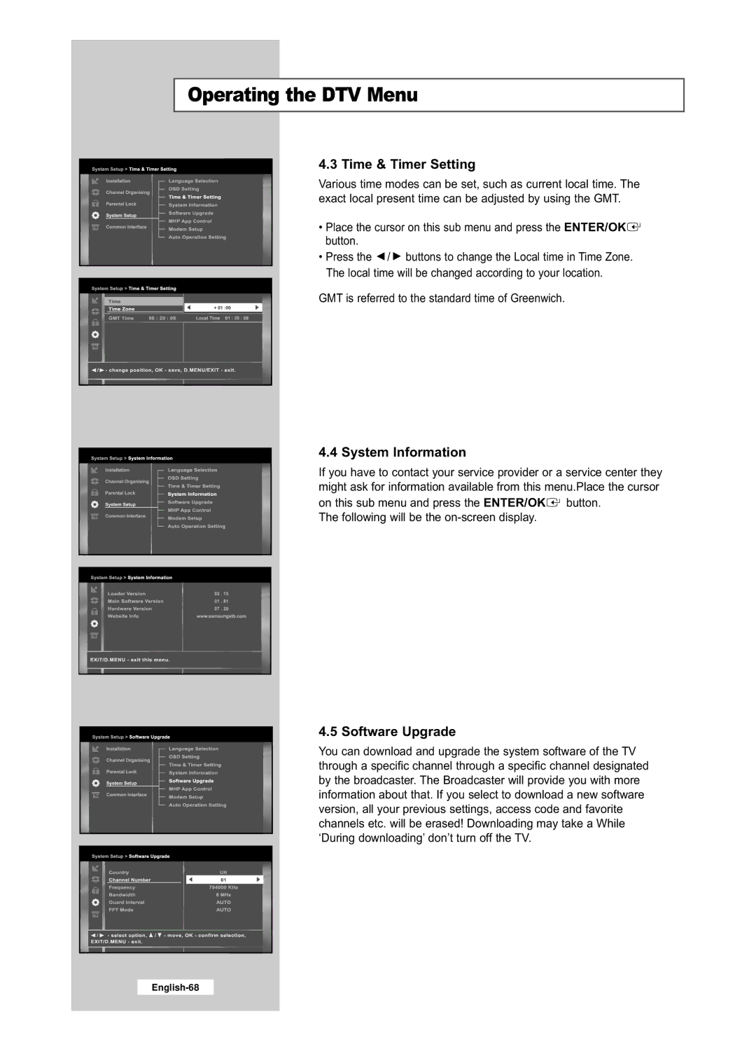 Samsung LE32R53BD, LE26R53BD manual Time & Timer Setting 