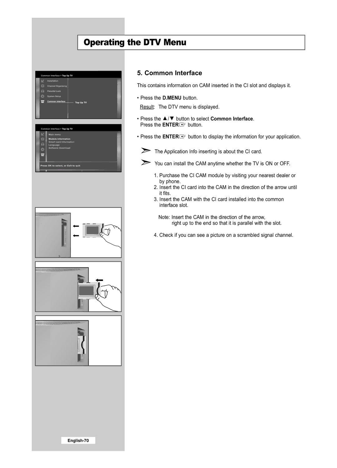 Samsung LE32R53BD, LE26R53BD manual Common Interface 