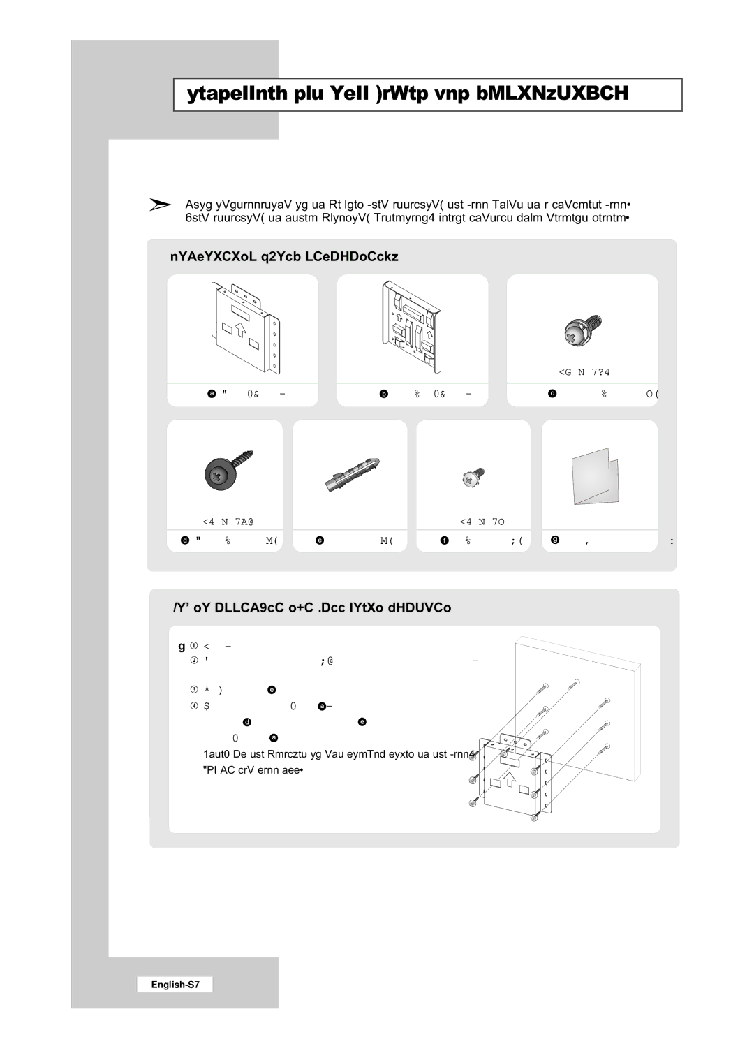 Samsung LE26R53BD manual Installing the Wall Mount Kit LE32R53BD 