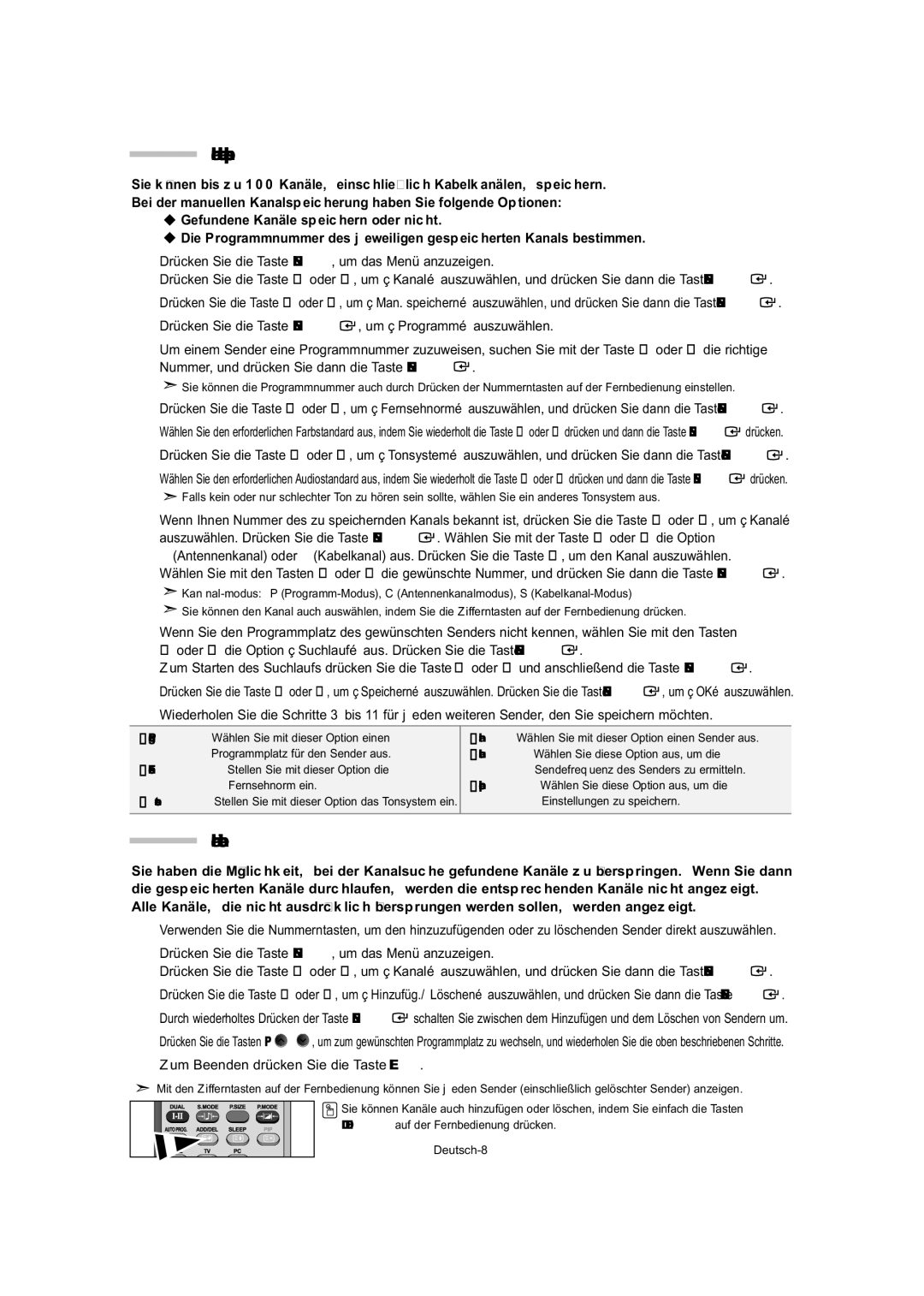 Samsung LE27T5, LE32T5, LE23T5 manual Kanäle manuell speichern, Kanäle bearbeiten 