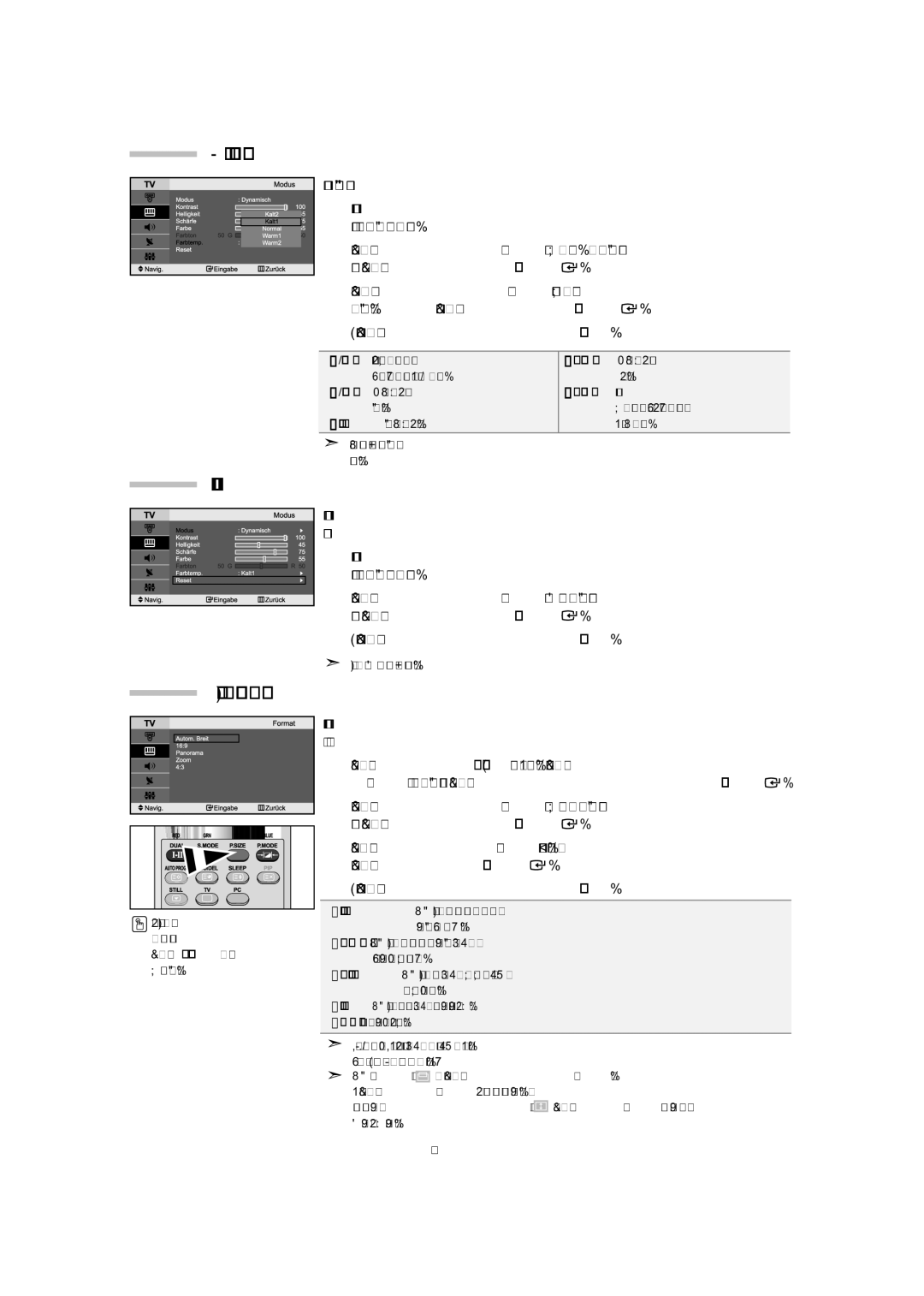 Samsung LE23T5, LE32T5, LE27T5 manual Farbwert ändern, Bildgröße wählen 