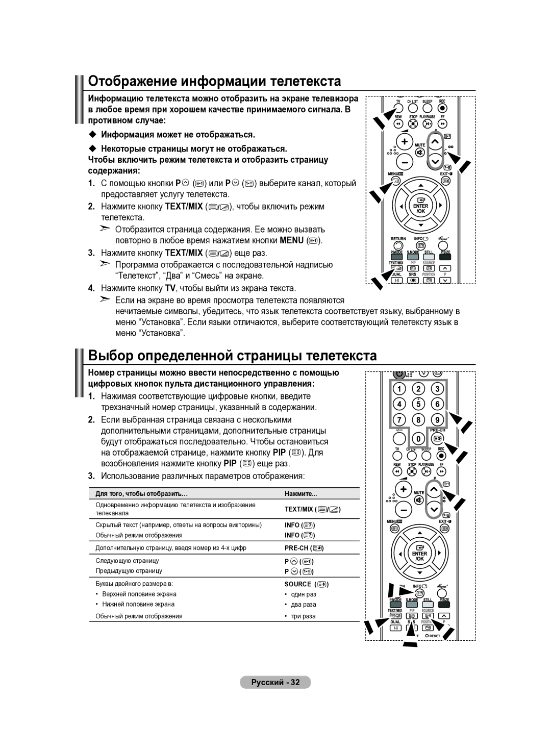 Samsung LE40R81B, LE37R82B, LE37R81B, LE37R83B Отображение информации телетекста, Выбор определенной страницы телетекста 