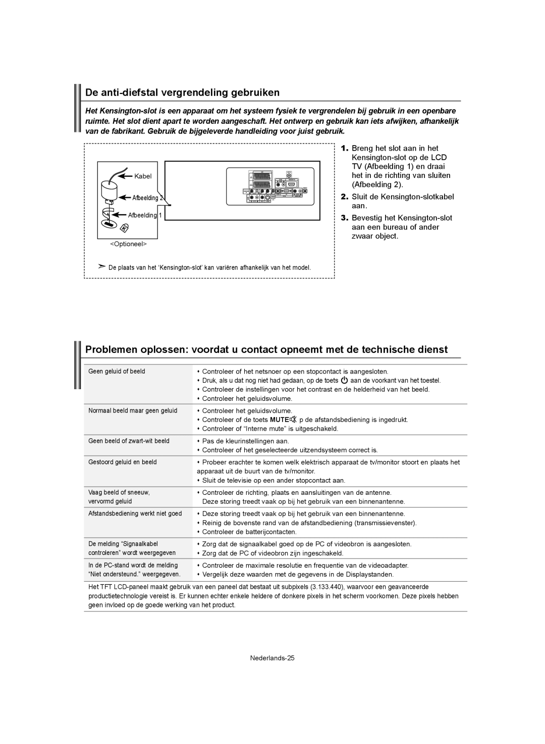 Samsung LE37S62, LE32S62, LE40S62 manual De anti-diefstal vergrendeling gebruiken 