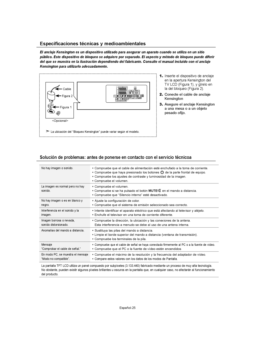 Samsung LE40S62, LE37S62, LE32S62 manual Especificaciones técnicas y medioambientales 