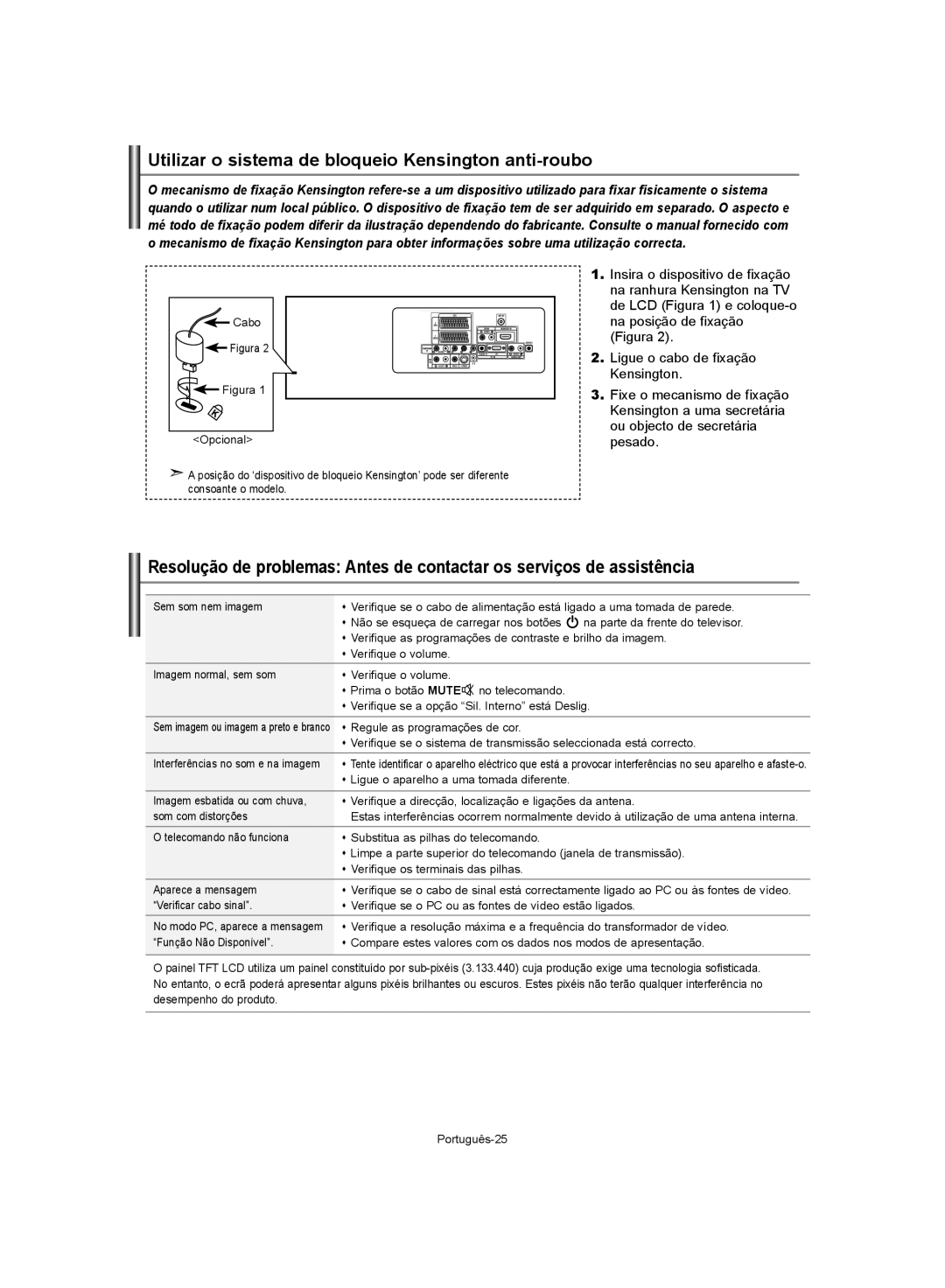 Samsung LE32S62, LE37S62, LE40S62 manual Utilizar o sistema de bloqueio Kensington anti-roubo, Figura 