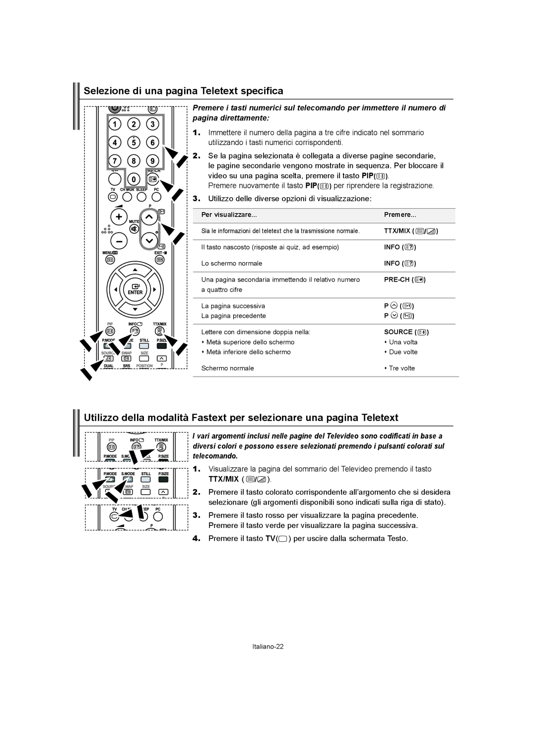 Samsung LE37S62, LE32S62, LE40S62 manual Selezione di una pagina Teletext specifica 