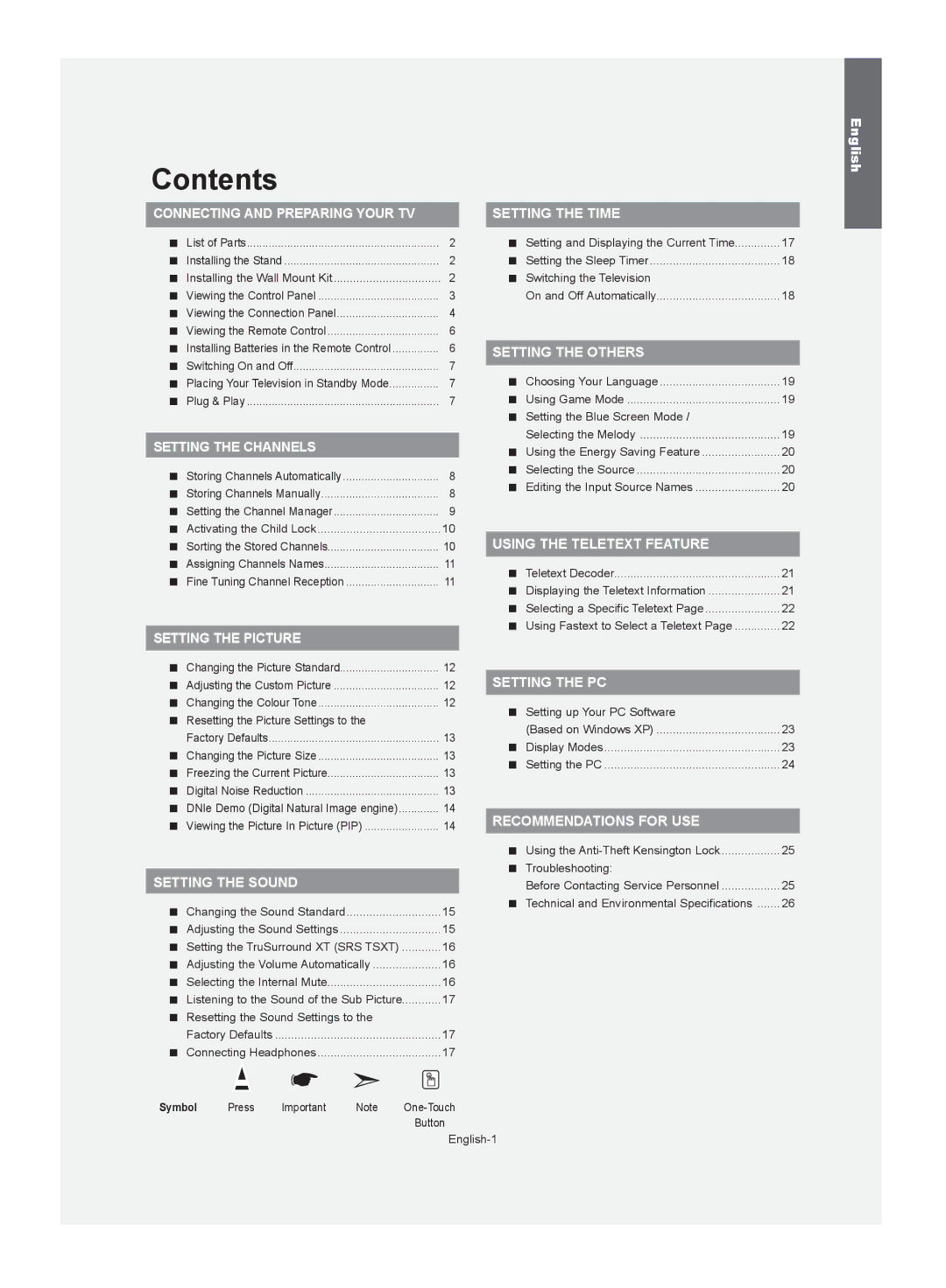 Samsung LE37S62, LE32S62, LE40S62 manual Contents 