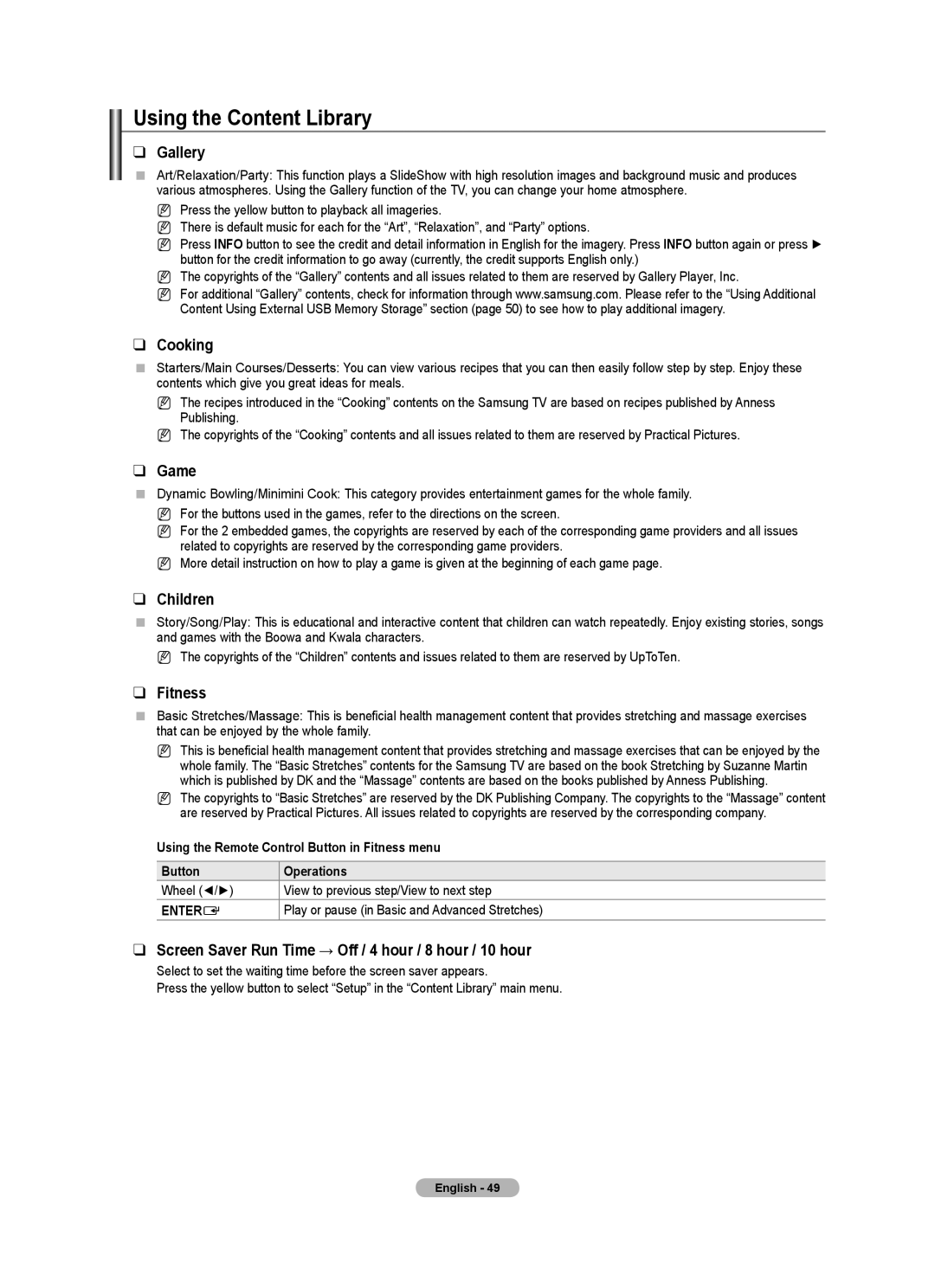 Samsung LE40A436, LE40A LE4A, LE4A LE2A user manual Using the Content Library 