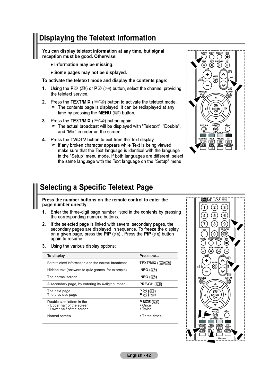 Samsung LE40F8, LE46F8 manual Displaying the Teletext Information, Selecting a Specific Teletext 