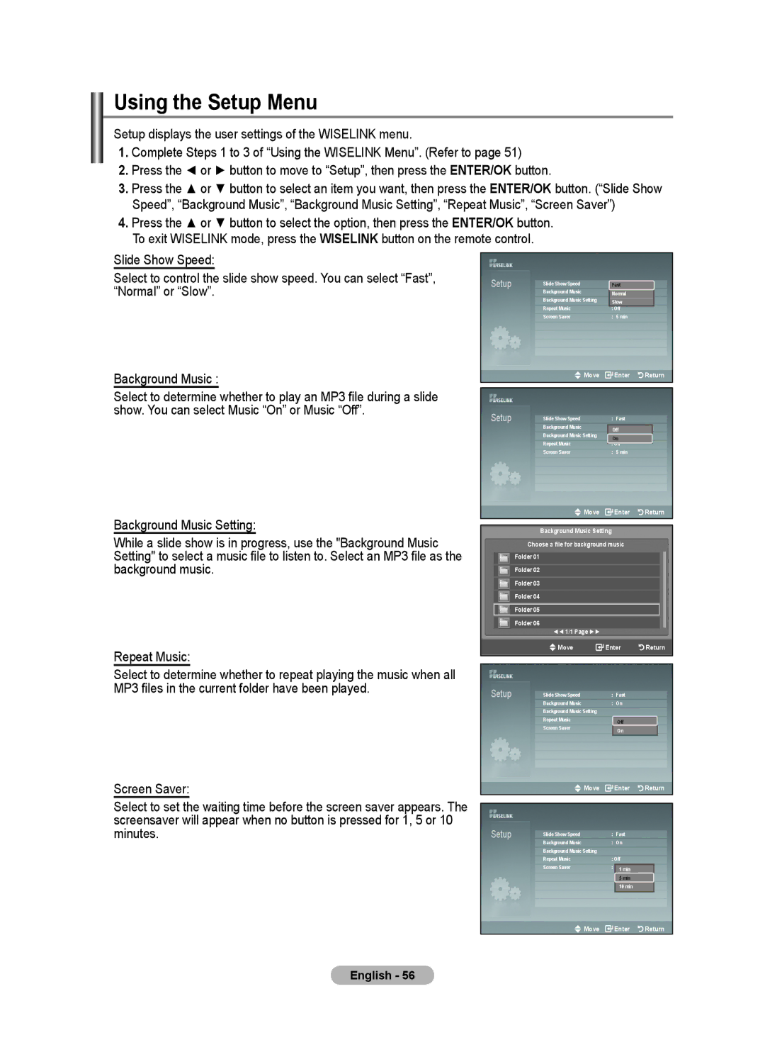 Samsung LE40F8, LE46F8 manual Using the Setup Menu 