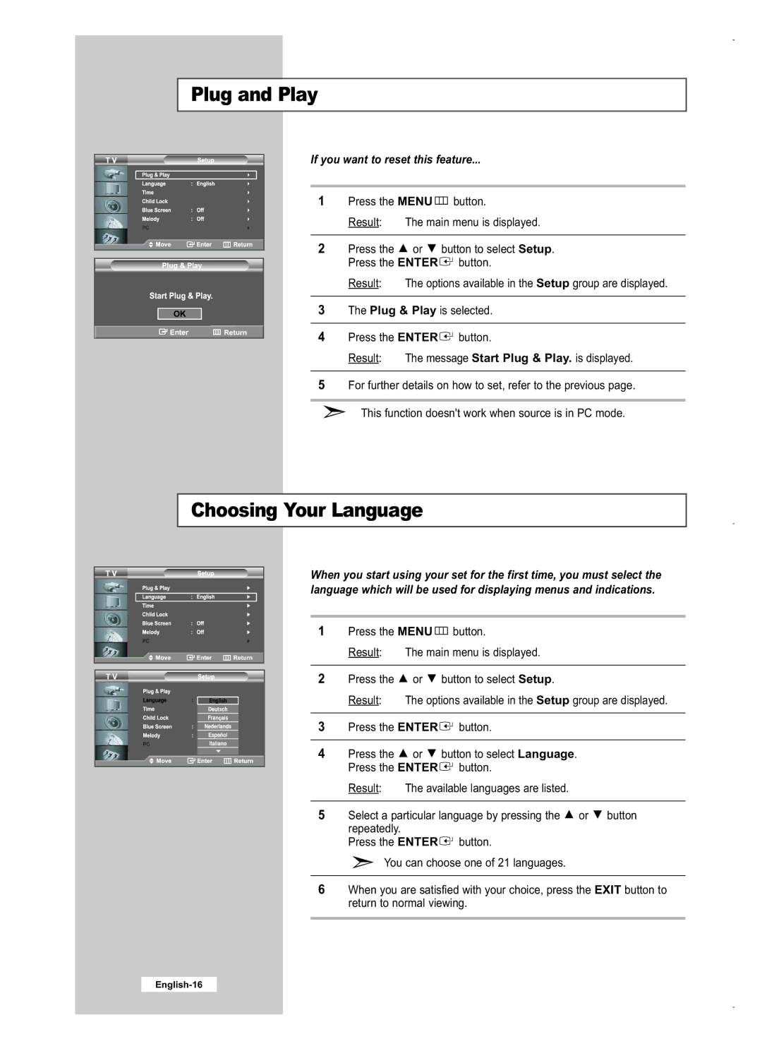 Samsung LE40M5, LE26M5, LE32M5 manual Choosing Your Language, If you want to reset this feature 