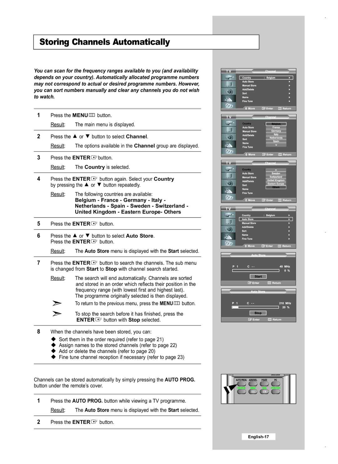 Samsung LE26M5, LE40M5, LE32M5 manual Storing Channels Automatically 