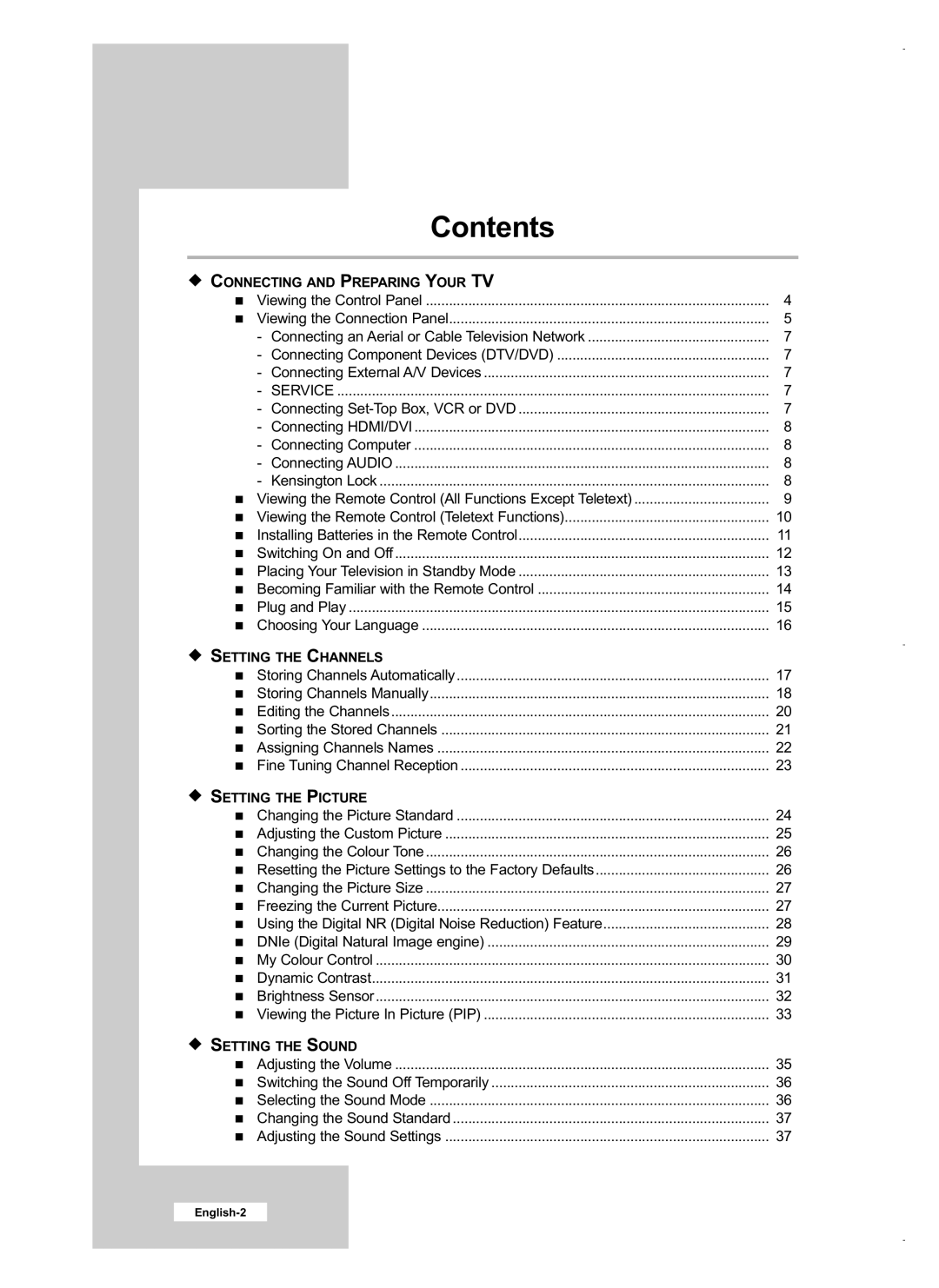 Samsung LE26M5, LE40M5, LE32M5 manual Contents 