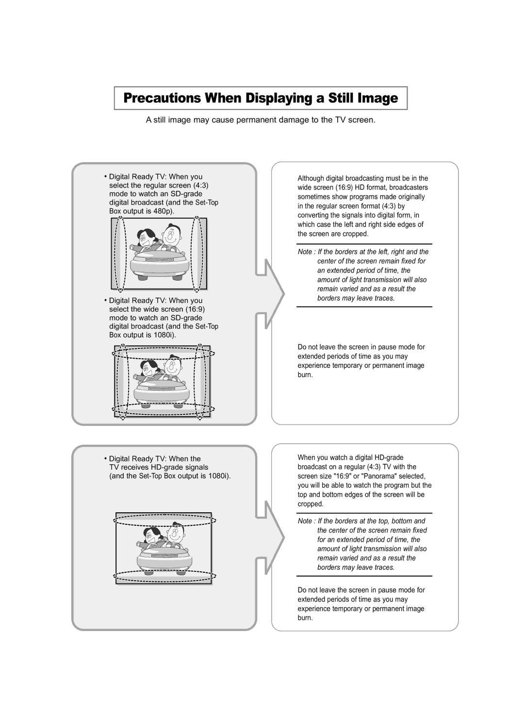 Samsung LE40M6, LE32M6 Precautions When Displaying a Still Image, Still image may cause permanent damage to the TV screen 