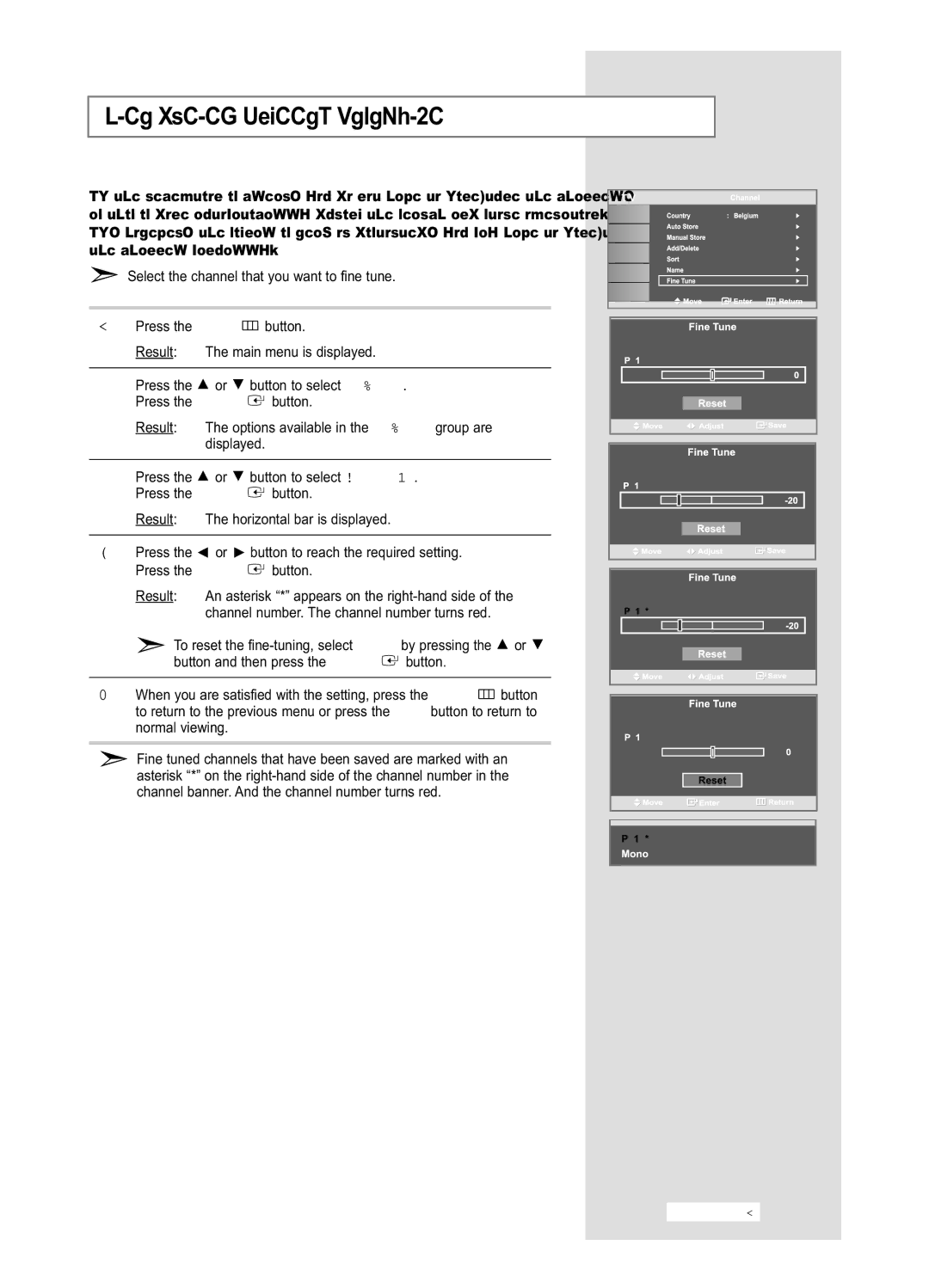 Samsung LE32M6, LE40M6 manual Fine Tuning Channel Reception 