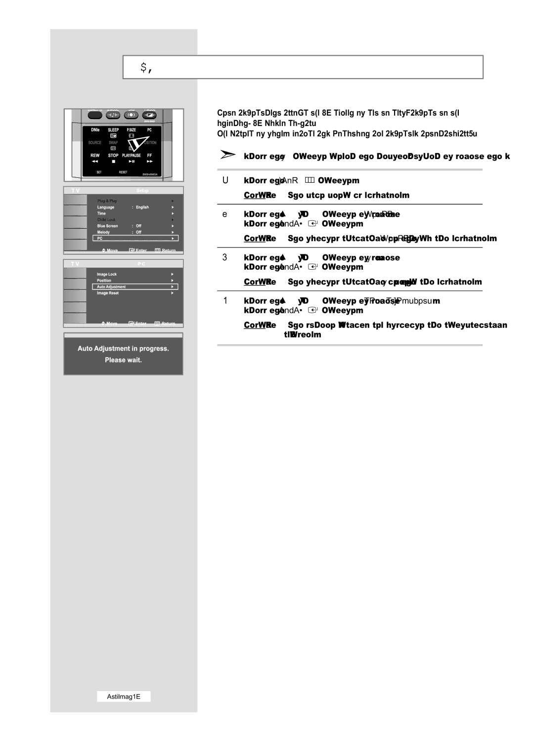 Samsung LE40M6, LE32M6 manual Adjusting the PC Screen Automatically 