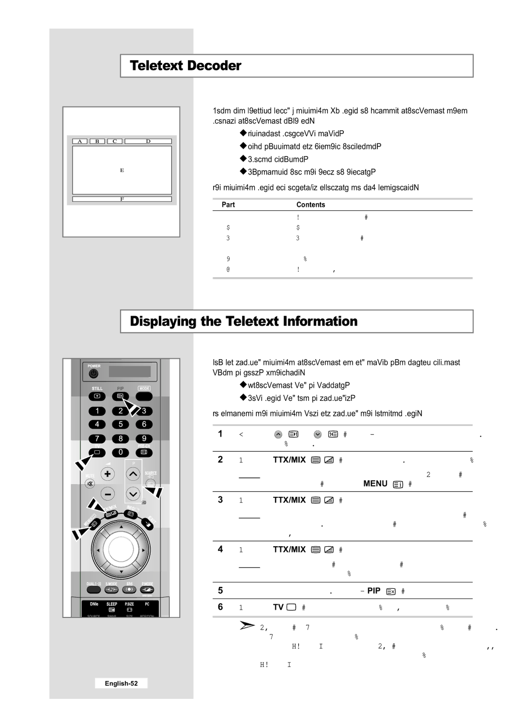 Samsung LE40M6, LE32M6 manual Teletext Decoder, Displaying the Teletext Information 