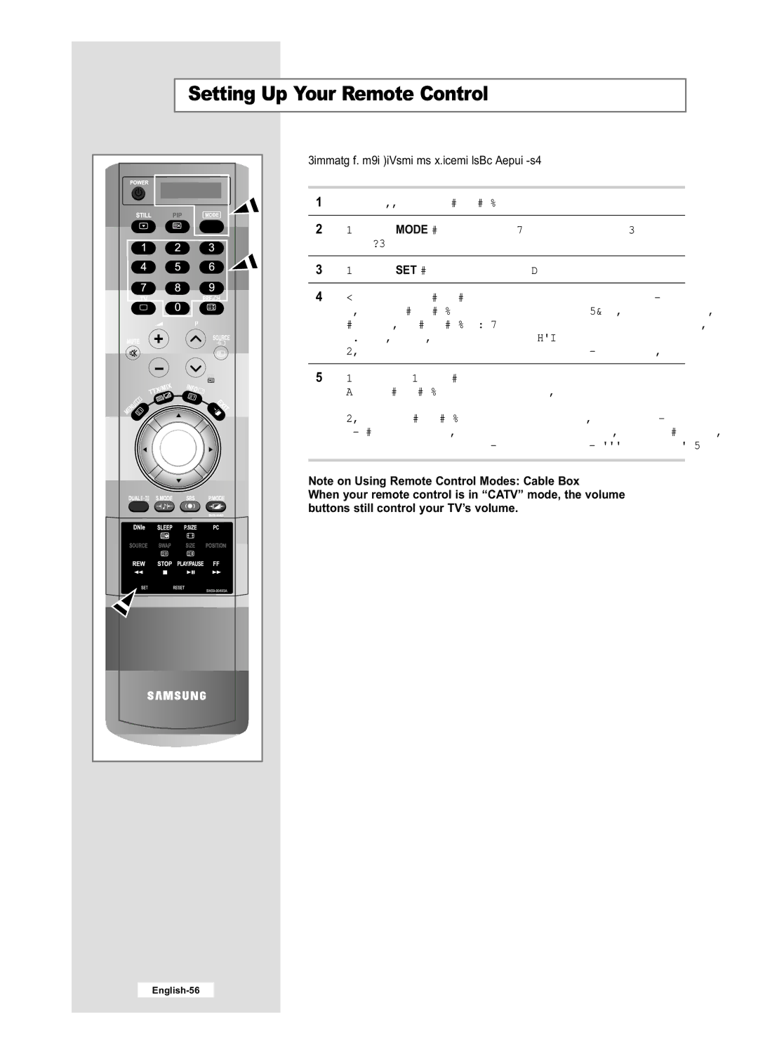 Samsung LE40M6, LE32M6 manual Setting Up the Remote to Operate Your Cable Box 