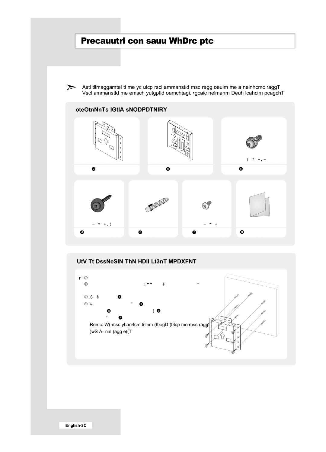 Samsung LE40M6, LE32M6 manual Installing the Wall Mount Kit, Components Sold separately 