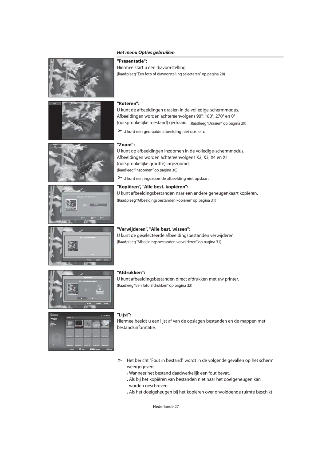 Samsung LE40M9 manual Het menu Opties gebruiken 