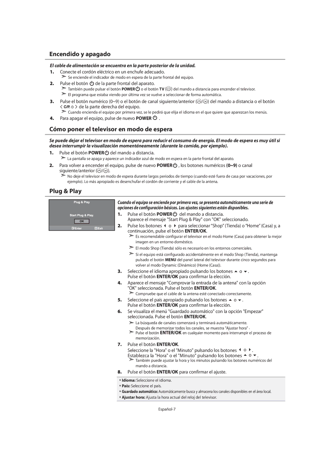 Samsung LE40M9 manual Encendido y apagado, Cómo poner el televisor en modo de espera 