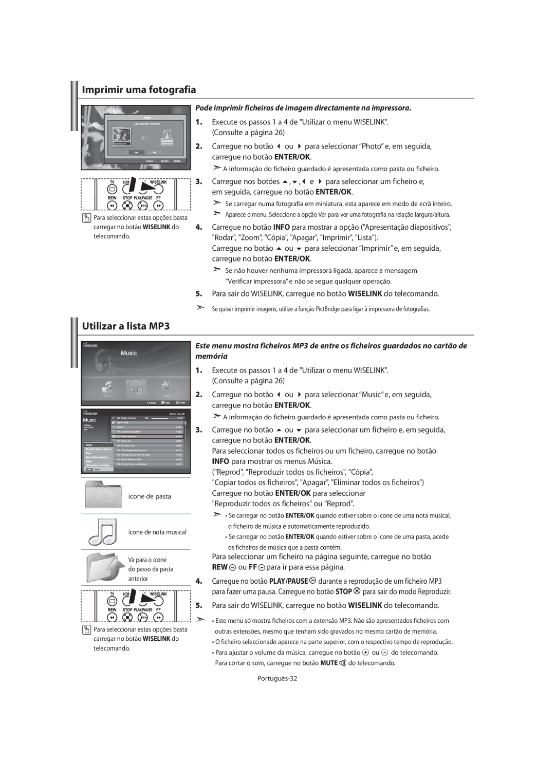 Samsung LE40M9 manual Imprimir uma fotografia, Utilizar a lista MP3 